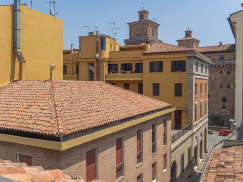 Rooftops and buildings in central Ferrara