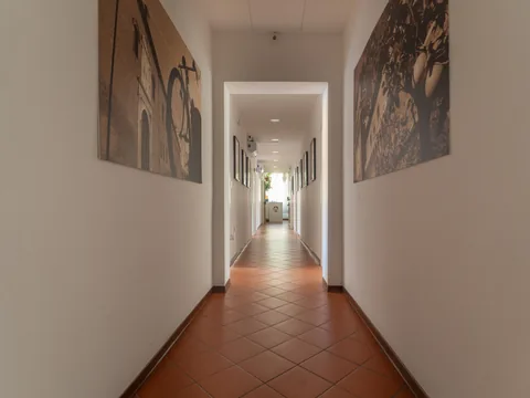 Interior hallway with room doors